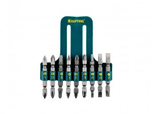 Биты двусторонние Kraftool, Cr-V в пластиковом держателе, 9 предметов   арт.26060-H10 - фото 1