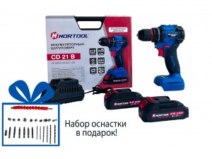 Аккумуляторный шуруповерт Nortool CD21B, в кейсе - фото 1