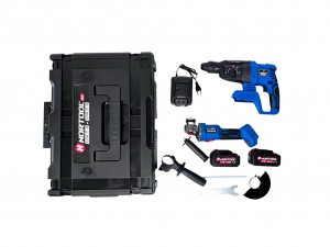 Набор аккумуляторных инструментов Nortool перфоратор CHR21B, угловая шлифмашина CGA21B, в кейсе - фото 5